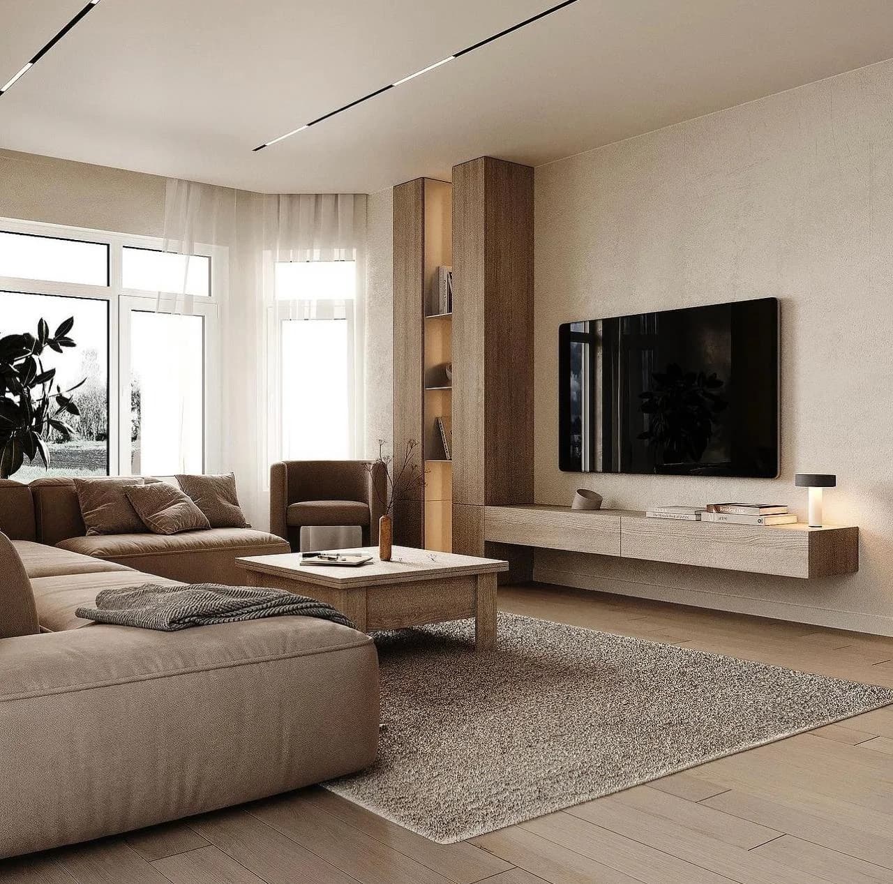 Custom media wall and TV unit interior
